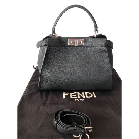 fendi black leather handbag.